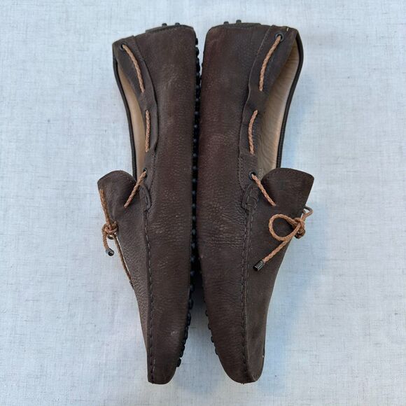 TOD'S Men's Dark Brown Gommini Nubuck Leather Driving Moccasin Loafers Size 13 - Picture 9 of 12